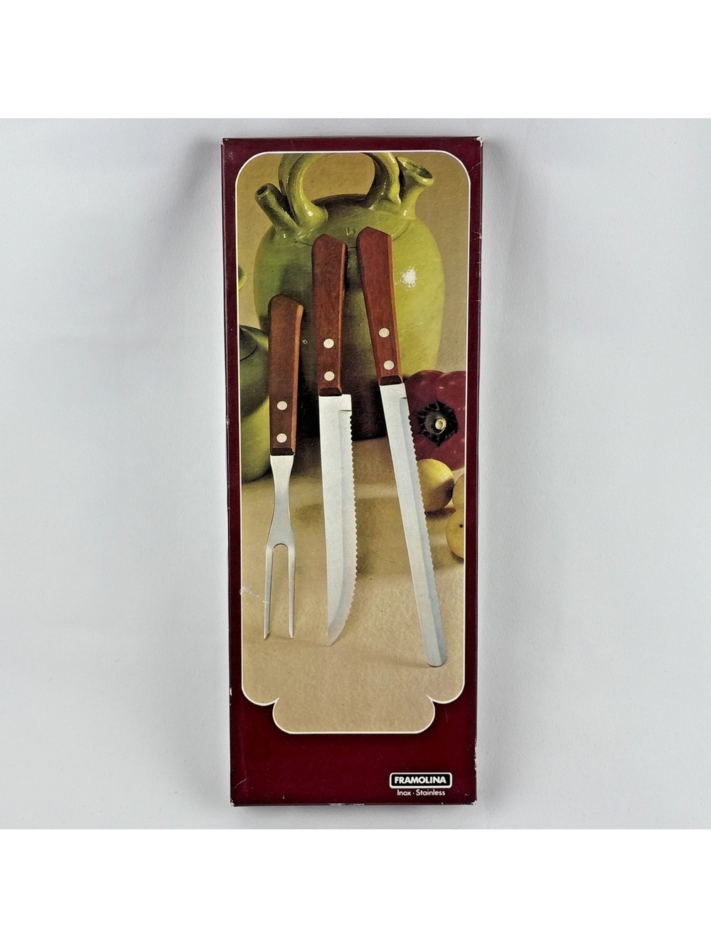 Vintage Framolina Inox Meat Carving Set Fork Knives Stainless Japan J-833 Sealed